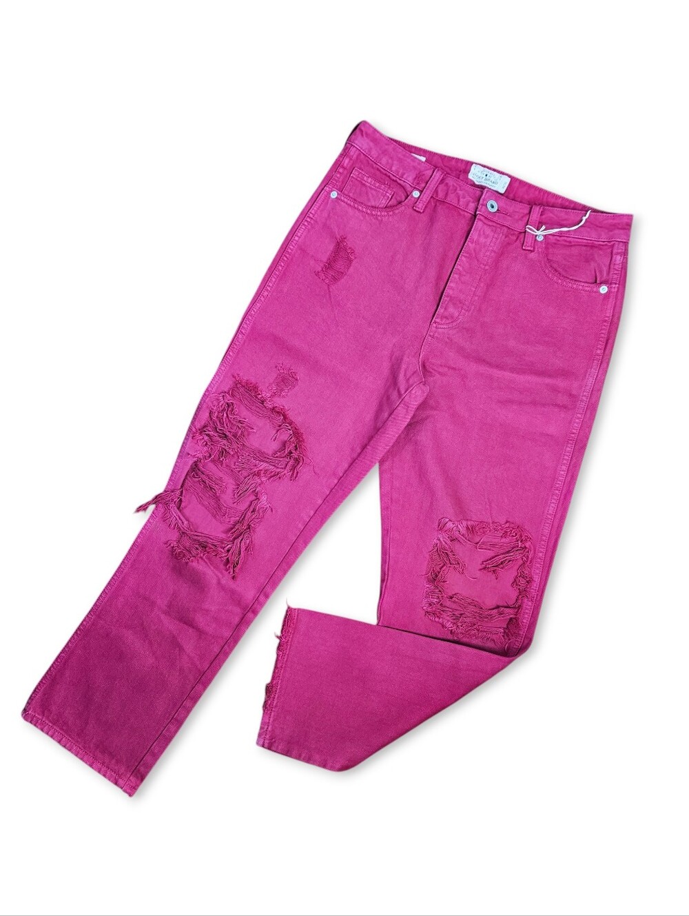 Lucky Brand Size 30/10 Jeans High Rise Tomboy Pink Distressed Cotton Straight